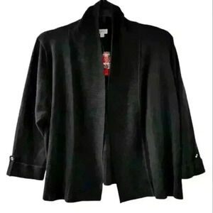 NWT Avenue Black Shawl Neck Open Front Drape Cardigan Plus Size 14/16